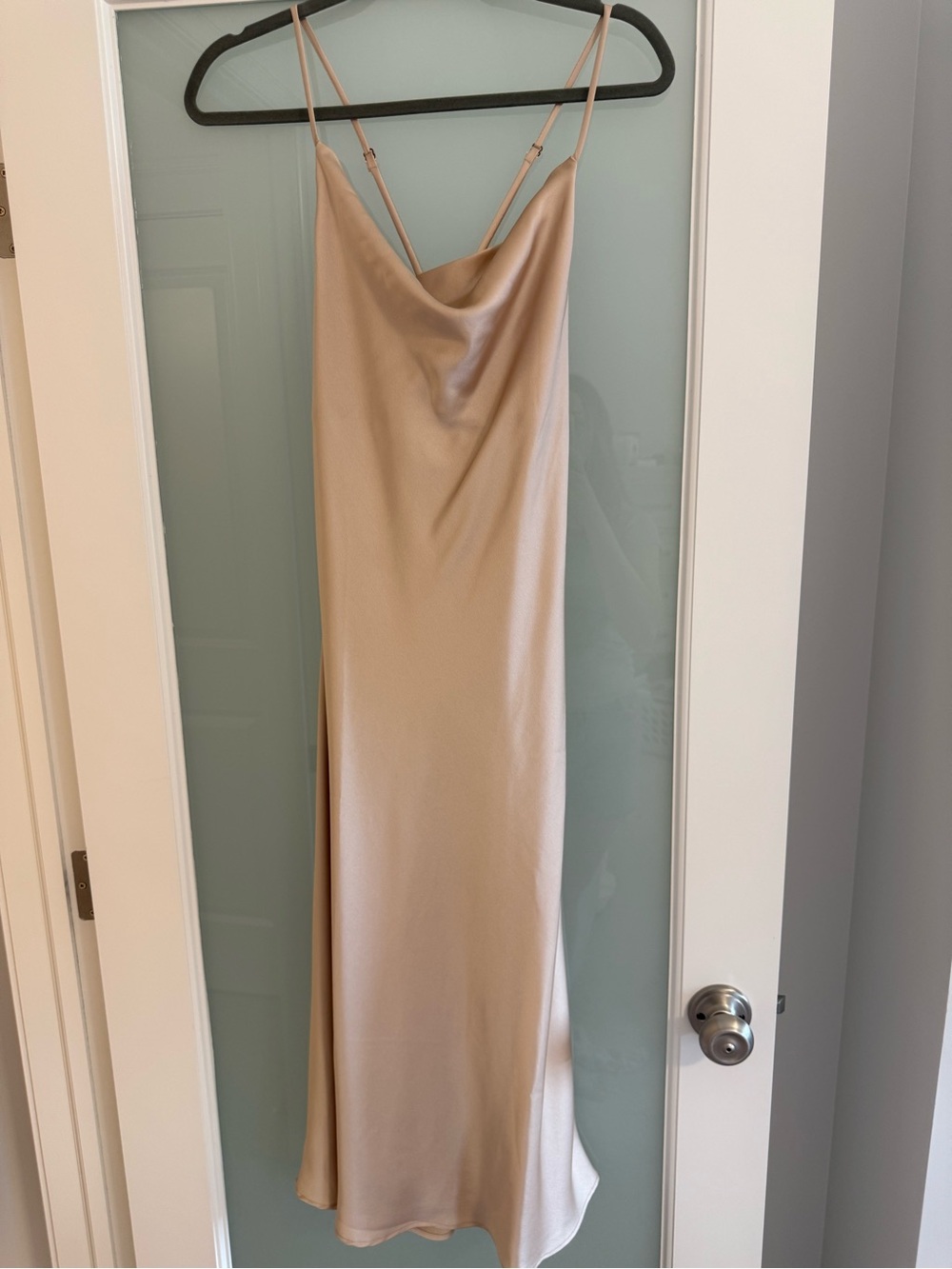 Show Me Your MuMu Nude Satin Cowl Midi Slip Dress